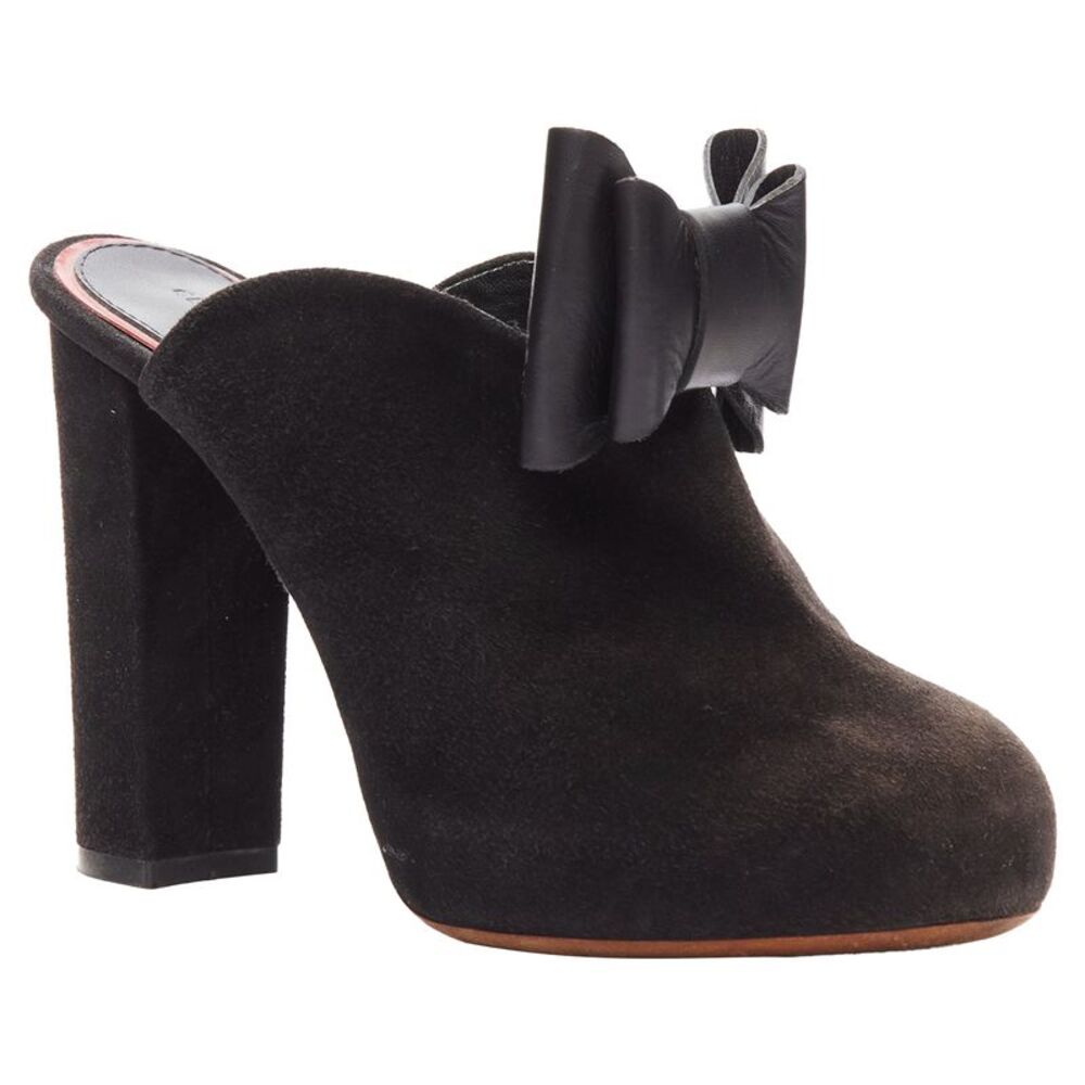 Celine Suede Bow High Heel Mules